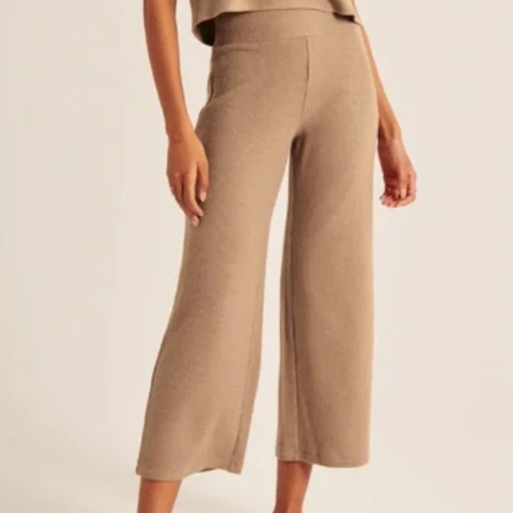 ABERCROMBIE & FITCH Waffle Lounge Set, Top XXS Bottom XS, Light Brown Camel Tan